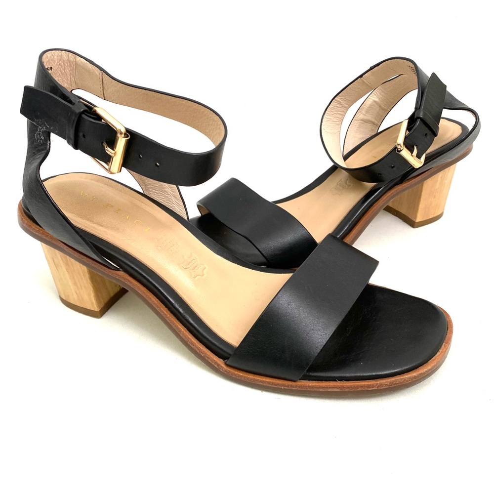 Mi Piaci Ankle Strap Sandals 9.5 / 40 Black Block Heel Open Toe